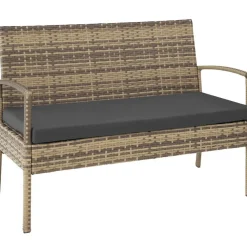 tectake - loungeset Sparta - bank+stoelen+tafel - natuurkleur