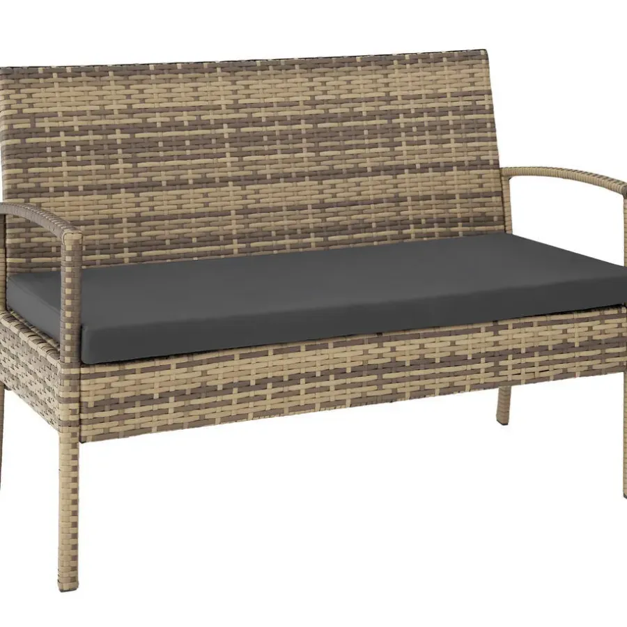 tectake - loungeset Sparta - bank+stoelen+tafel - natuurkleur