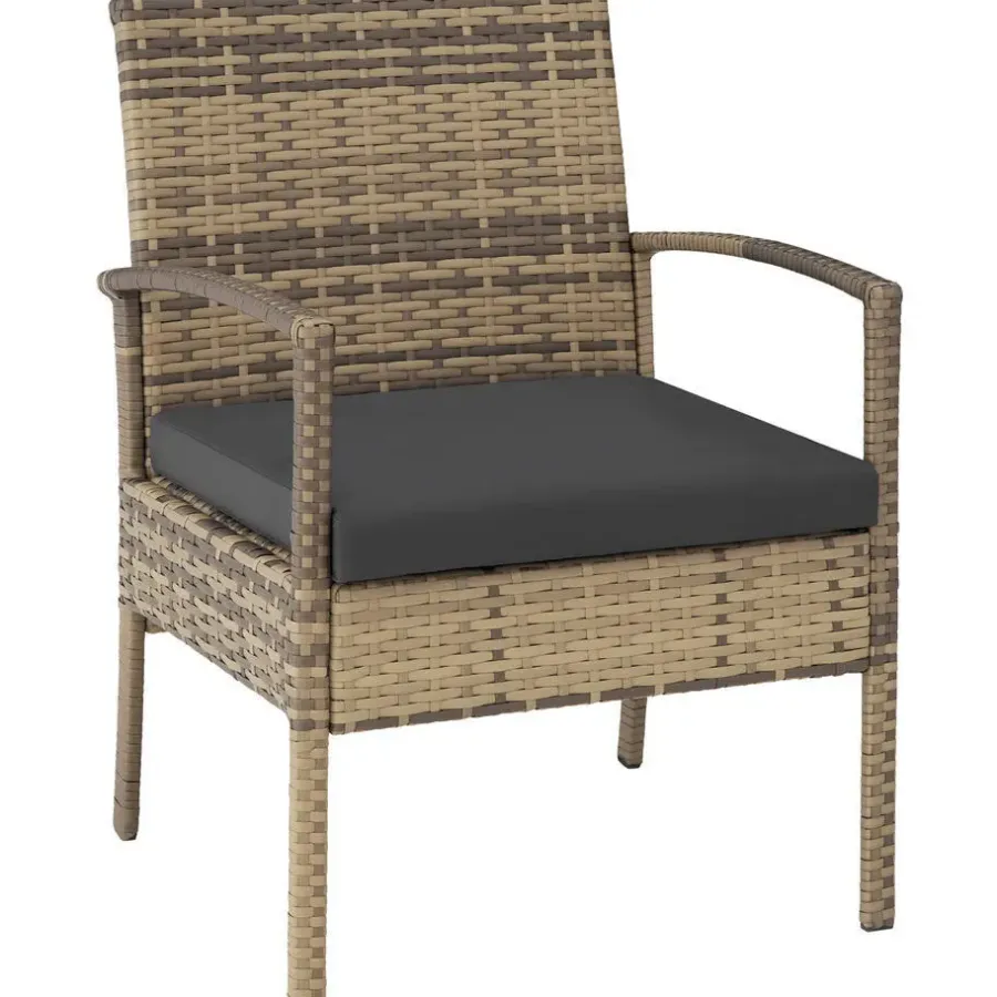 tectake - loungeset Sparta - bank+stoelen+tafel - natuurkleur