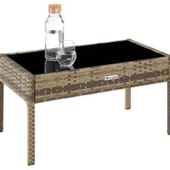 tectake - loungeset Sparta - bank+stoelen+tafel - natuurkleur