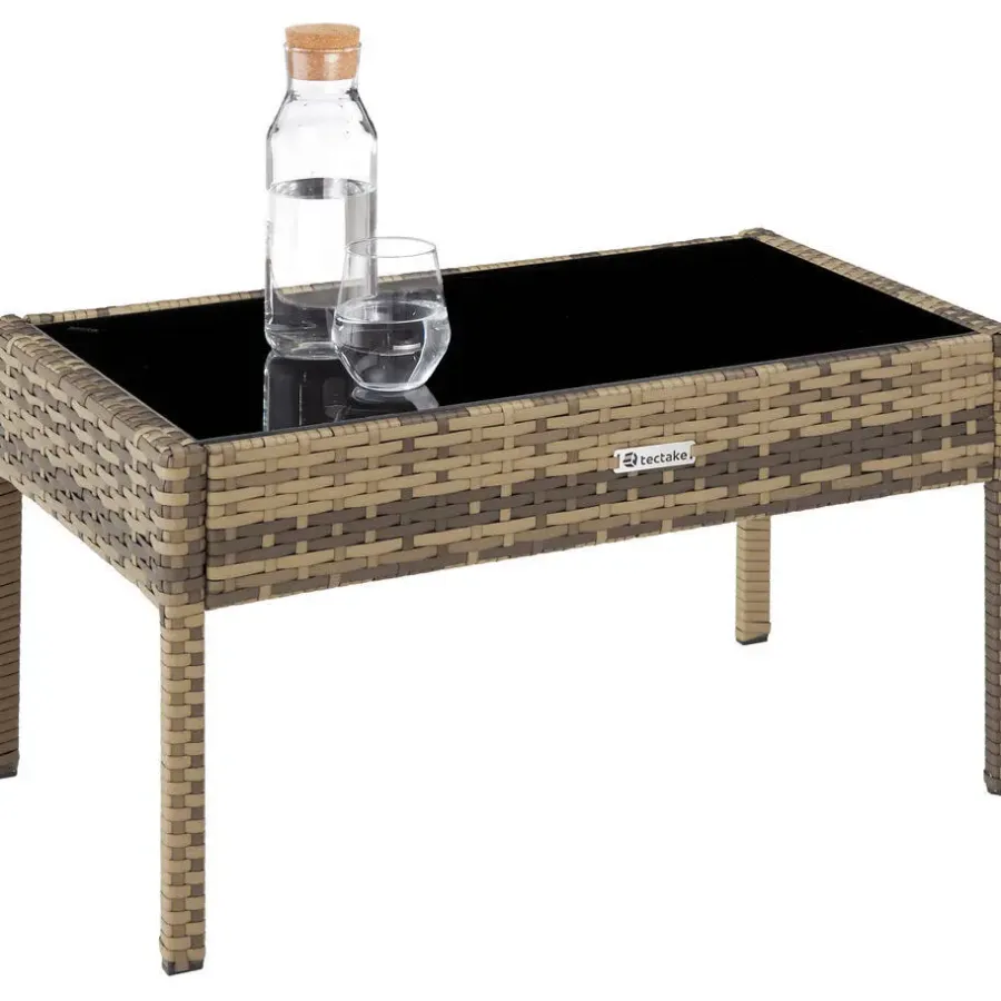 tectake - loungeset Sparta - bank+stoelen+tafel - natuurkleur