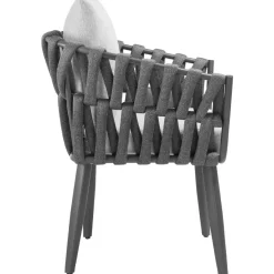 Tuinstoelen-tectake - Stoel Lugano in rope-design met aluminium frame, Antraciet