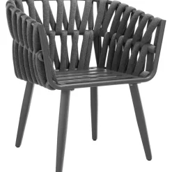 Tuinstoelen-tectake - Stoel Lugano in rope-design met aluminium frame, Antraciet