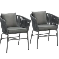 tectake - Stoelset Valeiras in rope-design, dikke kussens, 60x61x77cm