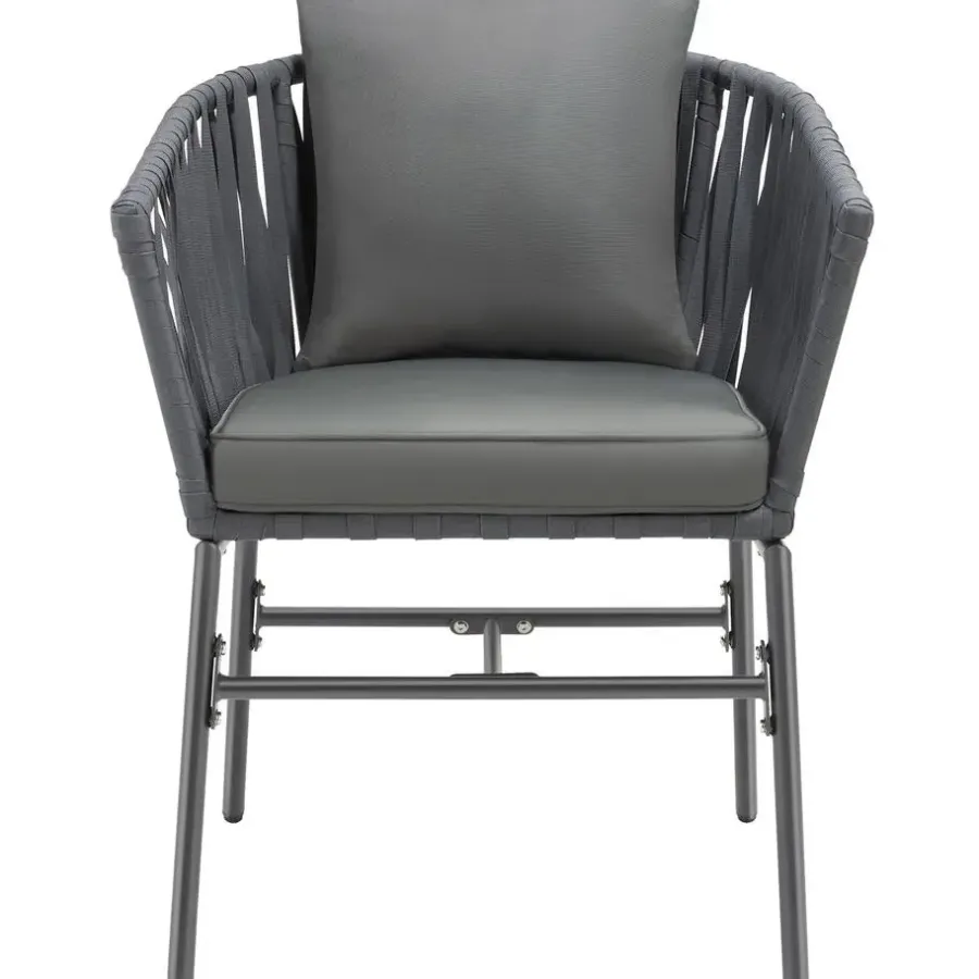 tectake - Stoelset Valeiras in rope-design, dikke kussens, 60x61x77cm
