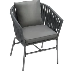 tectake - Stoelset Valeiras in rope-design, dikke kussens, 60x61x77cm