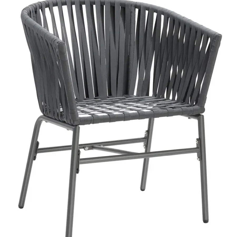 tectake - Stoelset Valeiras in rope-design, dikke kussens, 60x61x77cm