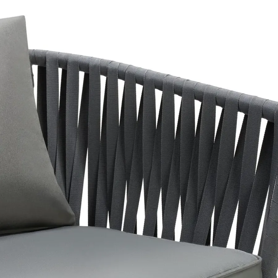 tectake - Stoelset Valeiras in rope-design, dikke kussens, 60x61x77cm