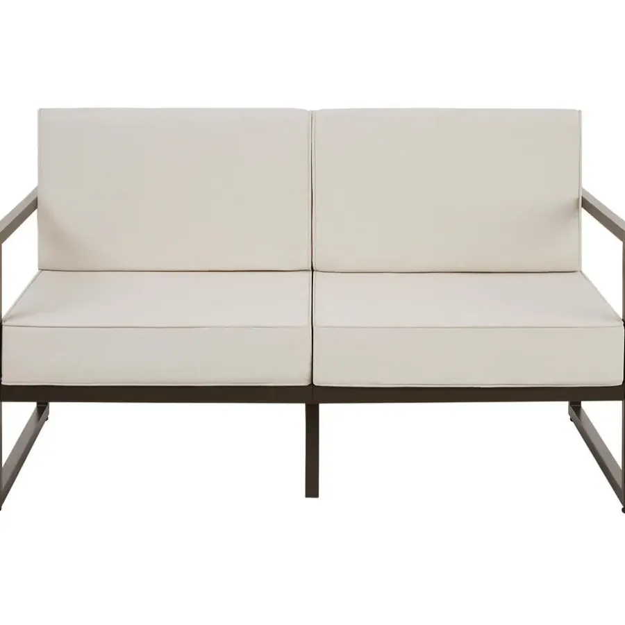 Loungebanken-tectake - Tuin-loungebank Comosa, 2-zits, ultradikke kussens, Bruin / Beige