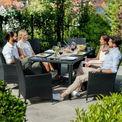 tectake - tuinset 8 stoelen+tafel Monaco - wicker - zwart