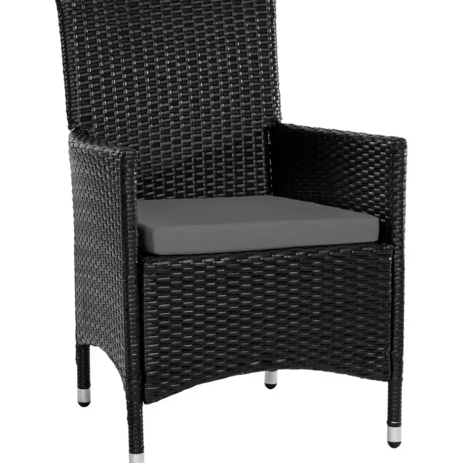 tectake - tuinset 8 stoelen+tafel Monaco - wicker - zwart