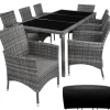 Tuinsets-tectake - tuinset 8 stoelen en tafel - wicker - grijs