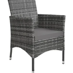 Tuinsets-tectake - tuinset 8 stoelen en tafel - wicker - grijs