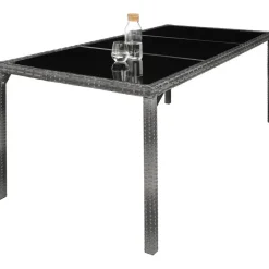 Tuinsets-tectake - tuinset 8 stoelen en tafel - wicker - grijs
