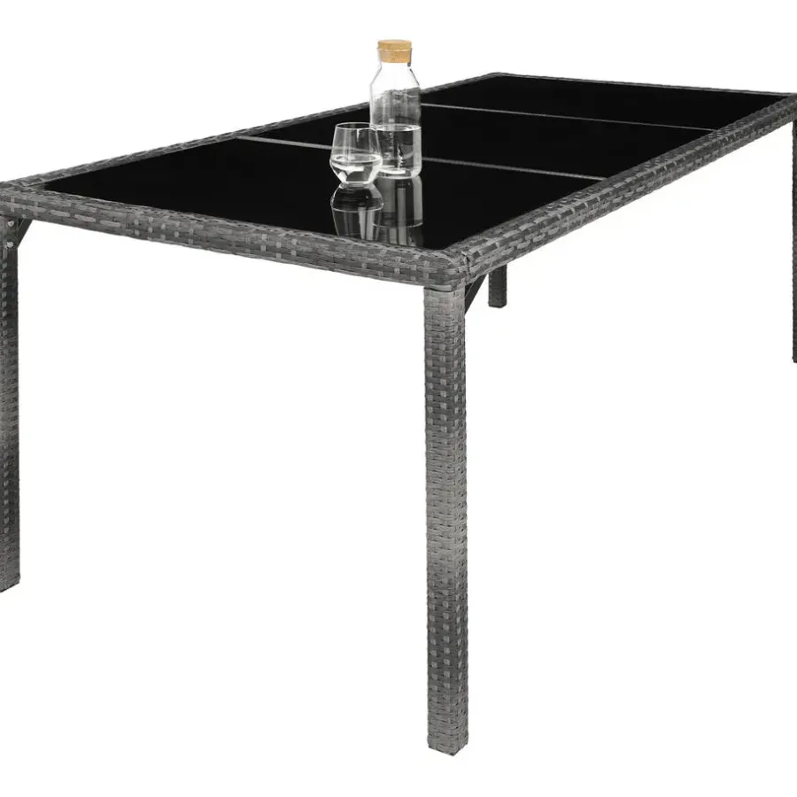 Tuinsets-tectake - tuinset 8 stoelen en tafel - wicker - grijs