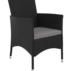 Tuinsets-tectake - tuinset 8 stoelen en tafel - wicker - zwart / grijs
