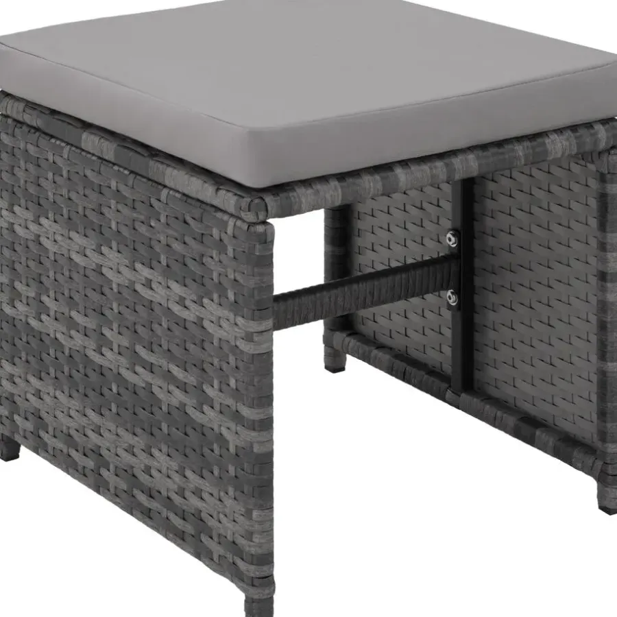 Tuinsets-tectake - tuinset Malaga - wicker - grijs