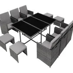 Tuinsets-tectake - tuinset Malaga - wicker - grijs