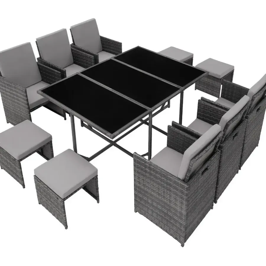 Tuinsets-tectake - tuinset Malaga - wicker - grijs