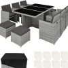Tuinsets-tectake - tuinset New York - wicker - lichtgrijs