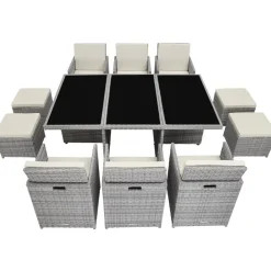 Tuinsets-tectake - tuinset New York - wicker - lichtgrijs