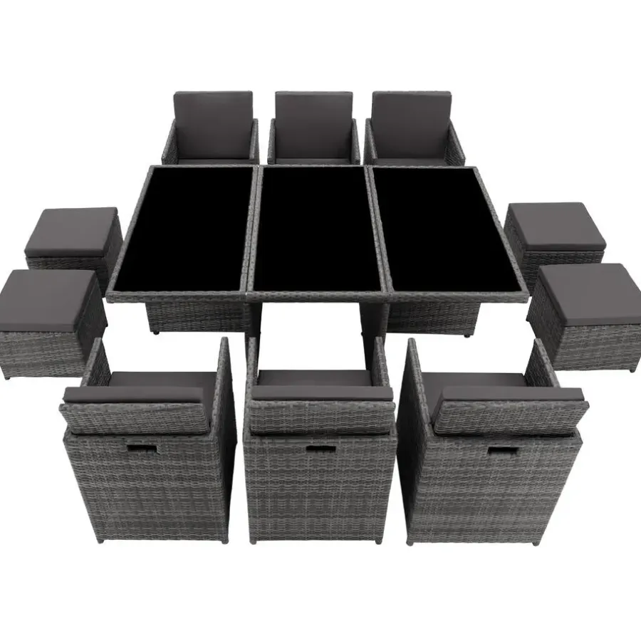 tectake - tuinset New York - wicker - grijs