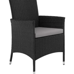 Tuinsets-tectake - tuinset Porto 6 + 1 - wicker - zwart / grijs