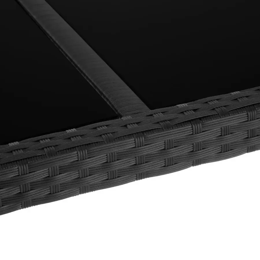 Tuinsets-tectake - tuinset Porto 6 + 1 - wicker - zwart / grijs