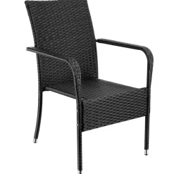 Tuinstoelen-tectake 2 tuinstoelen - Wickerstoel Girona, stapelbaar, draagkracht 120 kg
