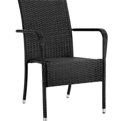 Tuinstoelen-tectake 2 tuinstoelen - Wickerstoel Girona, stapelbaar, draagkracht 120 kg