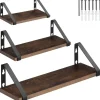 Wandplanken-tectake 3 wandplanken Cowell, Industrieel Hout Donker, Rustiek