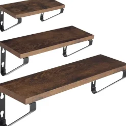 Wandplanken-tectake 3 wandplanken Cowell, Industrieel Hout Donker, Rustiek
