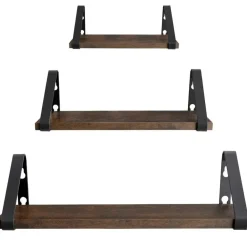Wandplanken-tectake 3 wandplanken Cowell, Industrieel Hout Donker, Rustiek