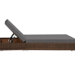 Ligbedden-tectake 2 wicker ligbedden met aluminium frame en tafel, inclusief beschermhoes