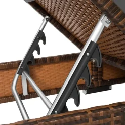 Ligbedden-tectake 2 wicker ligbedden met aluminium frame en tafel, inclusief beschermhoes