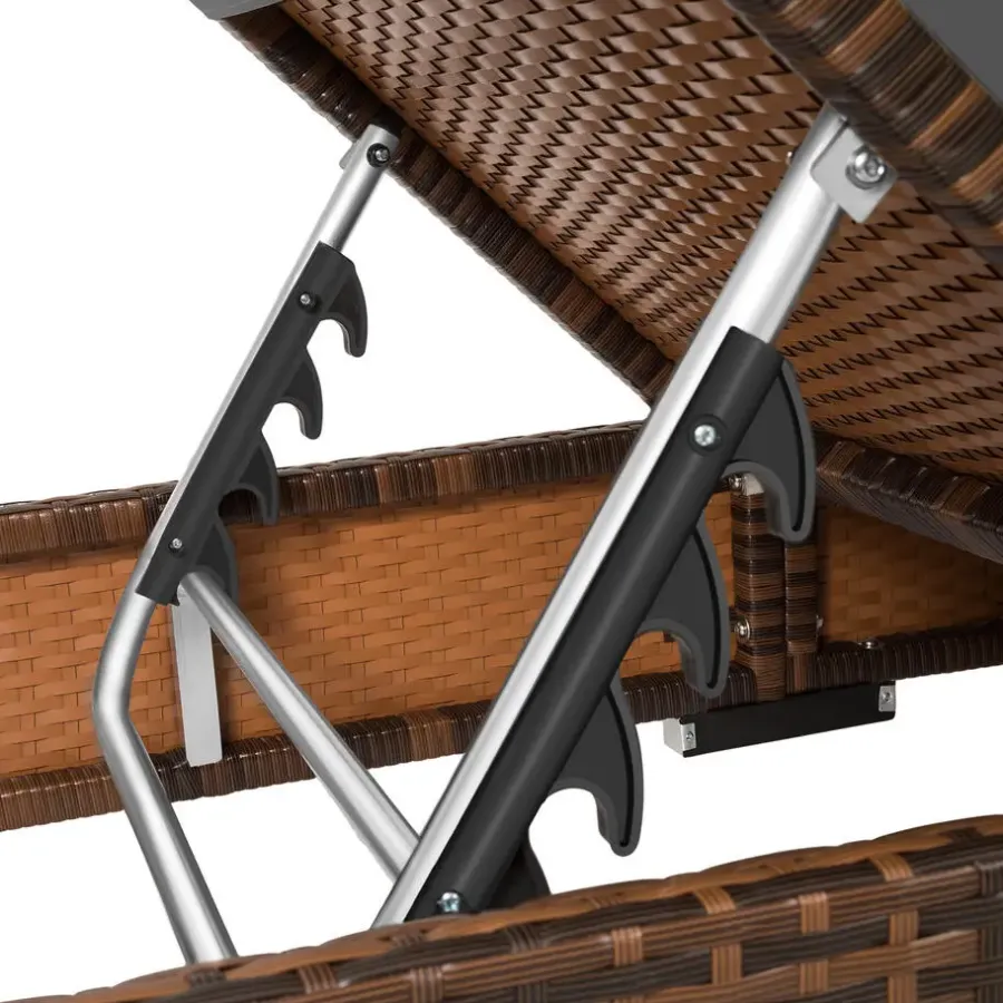 Ligbedden-tectake 2 wicker ligbedden met aluminium frame en tafel, inclusief beschermhoes