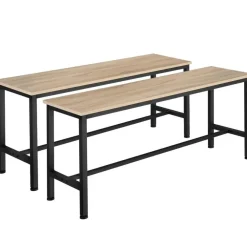 Bankjes-tectake 2 Zitbanken Fairfield, Industrieel Licht Hout, Eiken Sonoma