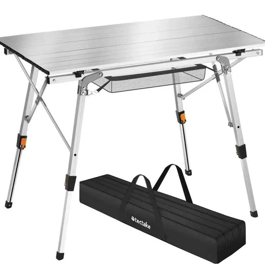 Kamperen En Outdoor-tectake Aluminium campingtafel Tina opvrouwbaar in hoogte verstelbaar , Zilver