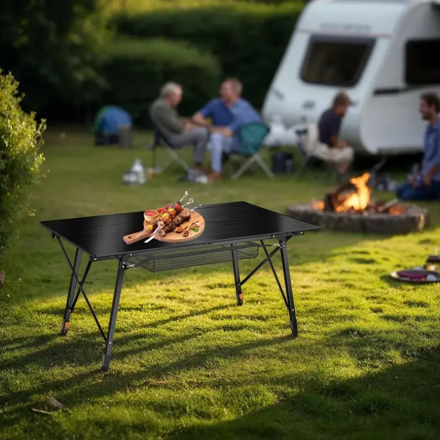 Kamperen En Outdoor-tectake Aluminium klaptafel Bastiaan in hoogte verstelbaar , Zwart