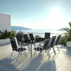 tectake Aluminium tuinset 8+1 - Antraciet