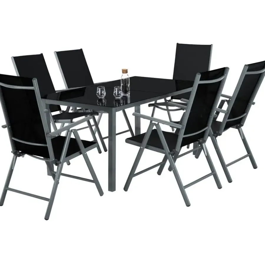tectake Aluminium tuinset 6+1 - Antraciet