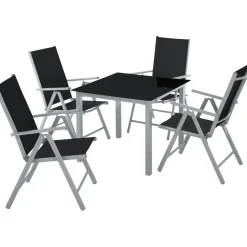 tectake Aluminium tuinset 4+1 - Zilver