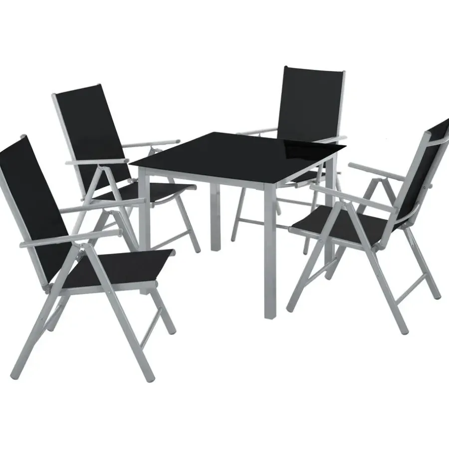 tectake Aluminium tuinset 4+1 - Zilver