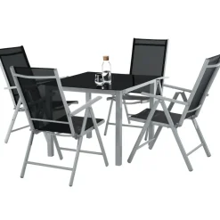 tectake Aluminium tuinset 4+1 - Zilver