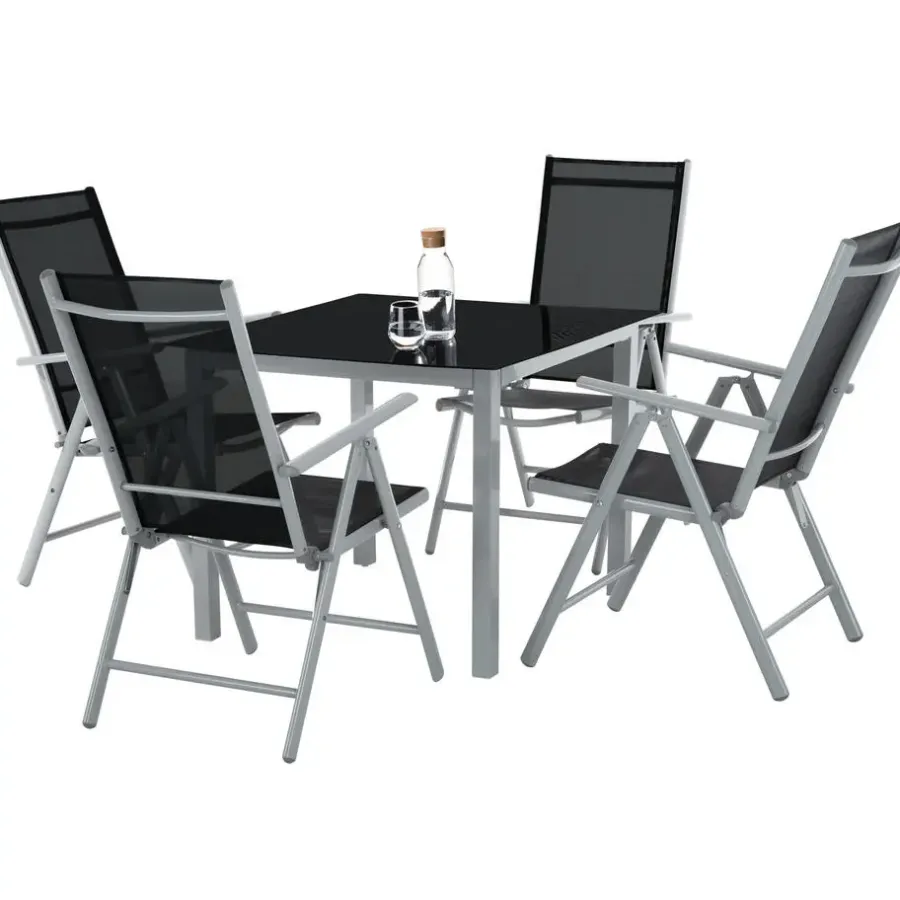 tectake Aluminium tuinset 4+1 - Zilver