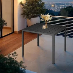Tuintafels-tectake Aluminium tuintafel Maren met in hoogte verstelbare poten 90x90x74,5cm