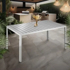Tuintafels-tectake Aluminium tuintafel Bianca in hoogte verstelbare voetjes 150x90x74,5cm
