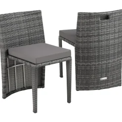 Bistro- & Balkonsets-tectake Aluminium wicker bistroset Hamburg, Grijs