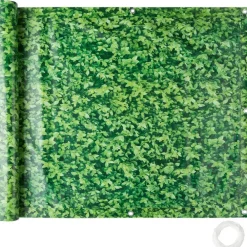 tectake Balkon privacyscherm met metaalversterkte ogen, Groene Bladeren