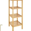 Hoge Kasten-tectake Bambus rek 4 etages 33x33x97 cm, Bruin